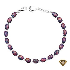 Ethiopian Black Opal Tennis Bracelet, Oval Black Opals, Trending Bracelet, Hot 🥵